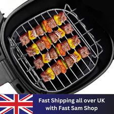 Square Air Fryer Skewer Rack Grill With 4 Metal Kebab Vegetable Skewers 19cm