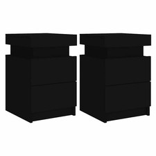 Bedside Cabinets with LED Lights Nightstand Bed Side Table 2 pcs Black vidaXL