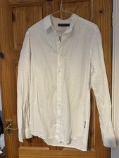 NEW French Connection Men's Shirt White Dotty Small *smoke and pet free