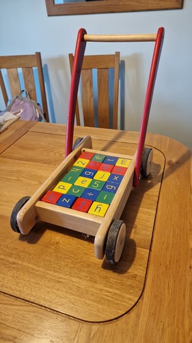 Colourful wooden baby walker