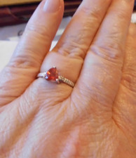 Mongolian Andesine Blood Orange .70 cts Solitaire 925 Silver Ring size P/Q (US8)