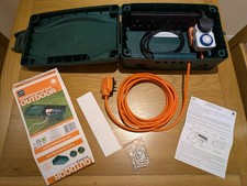 Masterplug Weatherproof Outdoor Power Box, 5 Metre Extension Lead, 4 Way & Timer