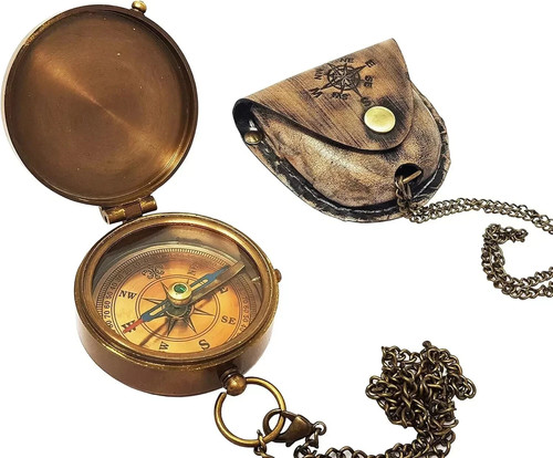 Vintage antique brass pocket - brass,