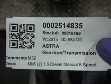 ASTRA GEARBOX  2015 1.6L
