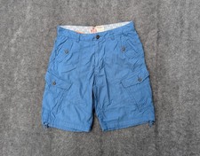 Mantaray Cargo Shorts Mens W34 Blue 100% Cotton Utility Pockets Zip Fly