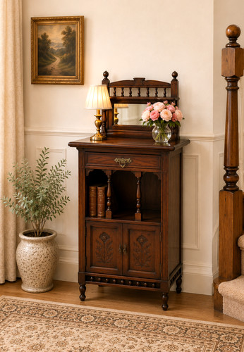 Edwardian carved walnut side - edwardian,