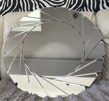 Dunelm Surrey Swept Round Wall Mirror RRP £129 Art Deco Sunburst Style D80cm Vgc