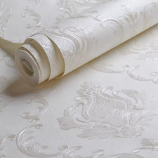 Embossed Creamy White Damask