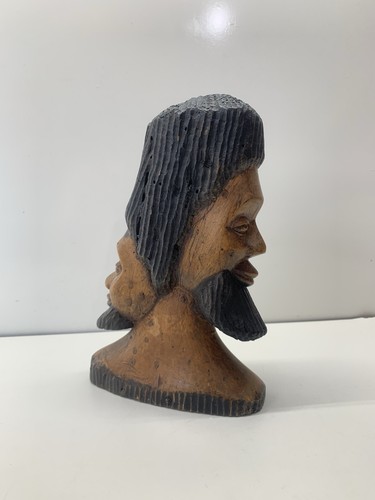 Vintage hand carved two - hand, faced