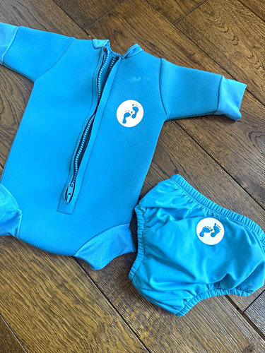 Blue neoprene 2pc wetsuit set - neoprene,