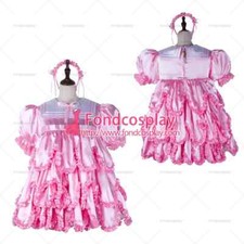 sissy maid short pink satin