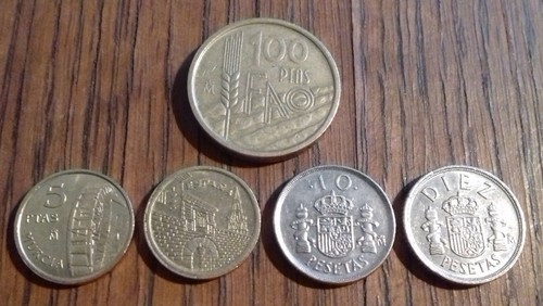 Circulated spanish pesetas - circulated,