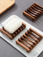 Wooden Soap Dish With Drainage Non-Slip Soap Holder Tray For Bathroom