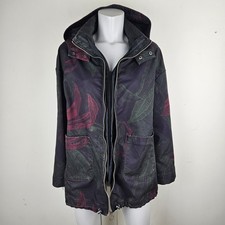 Desigual Coat Size Medium Rain Jacket Detatchable Hood Double Zip