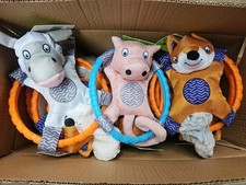 24no. Squeaky Frisbee Dog Toys Lamb/Fox/Pig Chewy Fetch Fun Approx 25cm Ring