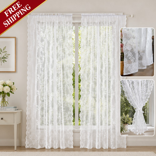 White embroidered voile net - white,