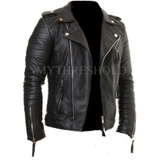 Mens Genuine Lambskin Leather Jacket Motorcycle Black Slim fit Biker jacket