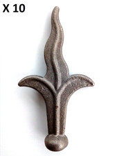 10 NO Rail Heads Metal Weldable Gate  Wrought Iron Fleur De Lys Flame Wave Style