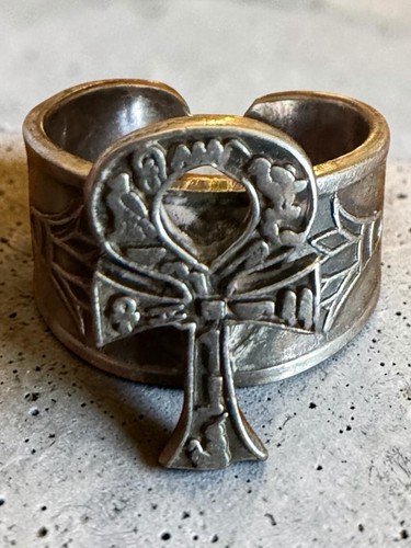 Vintage silver ankh - ring,, key