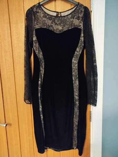Black velvet dress with - black,