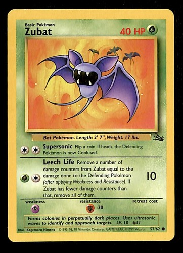 Zubat fossil 62 pokemon - zubat, 57/62