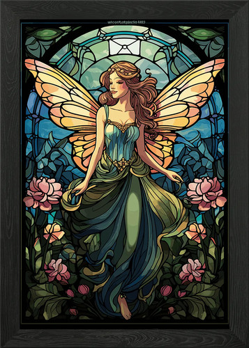 Fairy stained glass framed - stained,