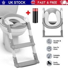 Children Toilet Seat & Ladder Toddler Training Step Up Easy Fold Down For Kids