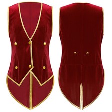 Kids Boys Tailcoat Vintage Medieval Stage Vest Velvet Victorian Steampunk Party