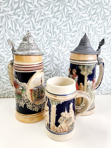 German pottery beer steins - german, x
