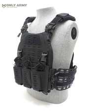 SPEC OPS Black Plate Carrier Assault Vest Laser Cut Military MOLLE Tactical SF