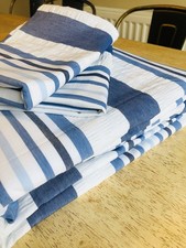 Duvet Cover and pillow case pair  UK super King size blue stripe by Sainsburys
