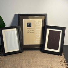 TU Photo Frames Set of 3 Black Faux Leather Classic Home Décor Modern Display