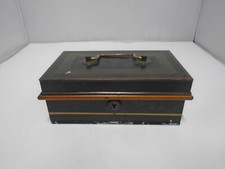 VINTAGE METAL MONEY CASH BOX with INNER TRAY & COMPARTMENTS