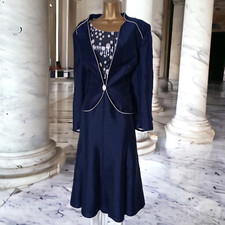 Jacques Vert Mother of the bride outfit size 16 navy blue wedding occasion races