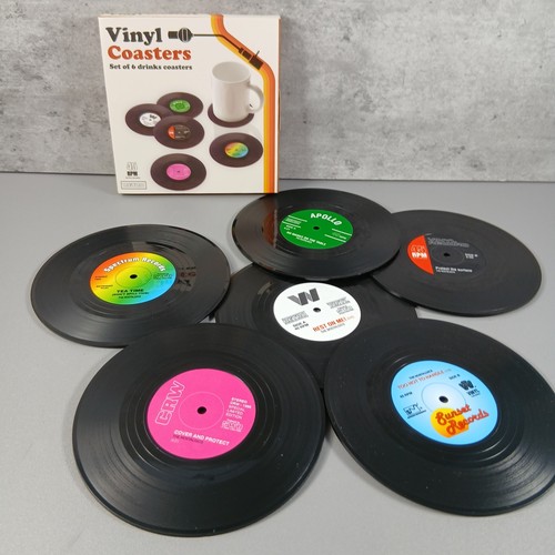 Coaster set retro vinyl - of,