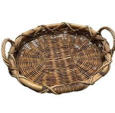 Wicker Bamboo Rattan Basket Fruit Oval Large Handled Woven Storage  50cm