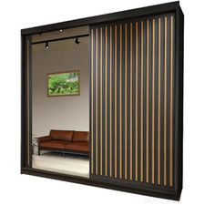 Wardrobe One Side Mirror Sliding Doors Wardrobe, featuring double sliding Doors