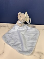 TESCO F&F GREY TEDDY BEAR WITH BLUE BLANKIE Comforter Soft Toy New bnwt