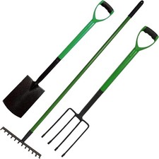 3 Pcs Garden Spade, Fork &