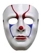 FACE MASK PLASTIC CLOWN WITH WHITE/BLUE DETAILED PAINTING