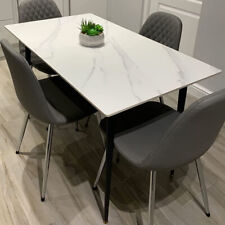 Wide Spacious Heavy Duty Marble Dining Table w Protective Foot Pad Easy Assembly