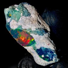 Ethiopian Opal, Natural Fire opal rough, Black opal gemstone raw 33.5Ct 37x21 mm