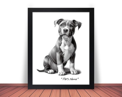 Framed personalized pit bull - &,
