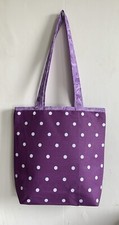 Unique Hand Crafted Medium Tote / Shopper Bag Fully Lined : Purple Polka Dot