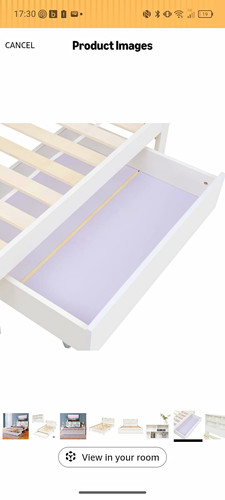 Single white wood bed - single,