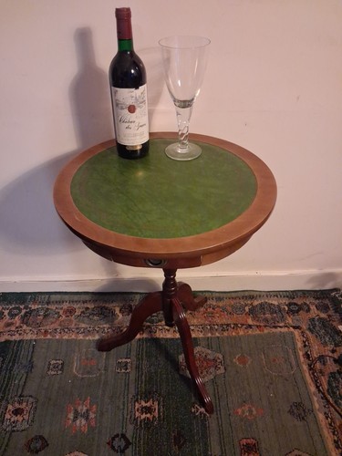 Round side table - with, leather