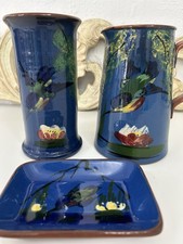 Vintage Longpark Torquay Pottery Blue Kingfisher  Jug/ Pot /dish collection