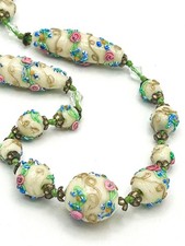 Vintage Murano Glass Wedding Cake Beaded Necklace
