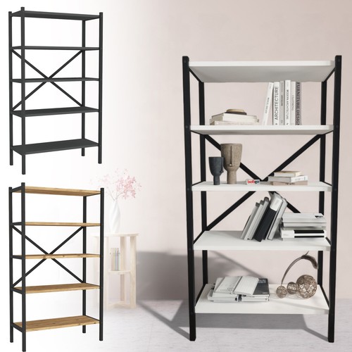 Shelf wood bookcase unit - 5-shelf,