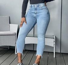 Womens Topshop Blue Cut Out Hem Jeans W30 L28